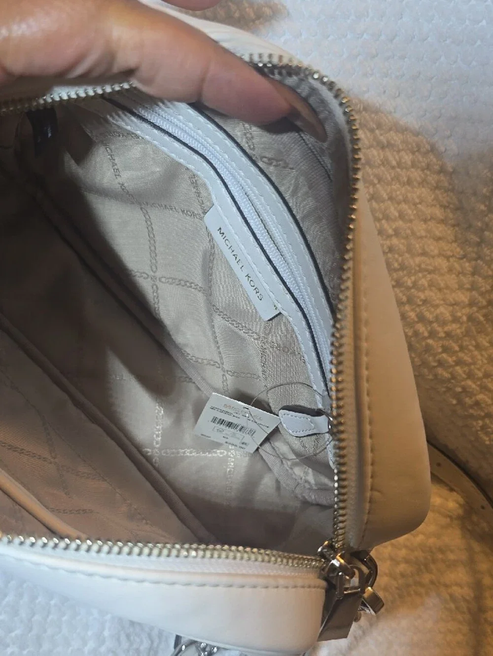 Michael Kors White Embossed MK Logo Crossbody